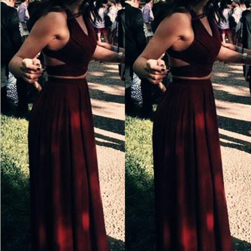 maroon and black gown